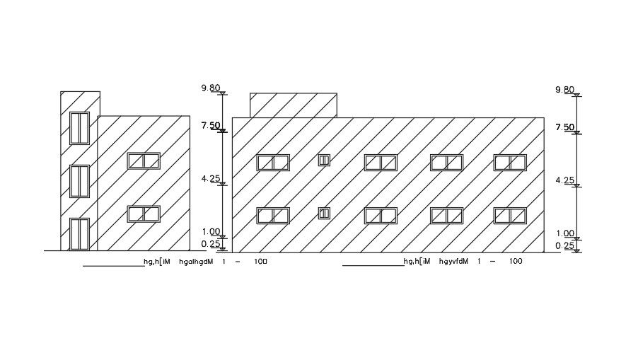 Elevation Of 18x16 Meter House CAD File