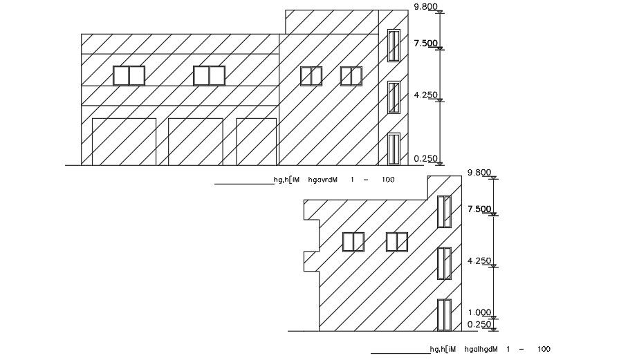 Elevation Of 20x10 Meter House CAD File