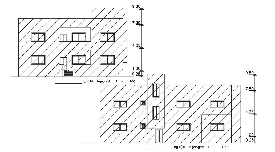 Elevation Of 20x15 Meter House CAD File