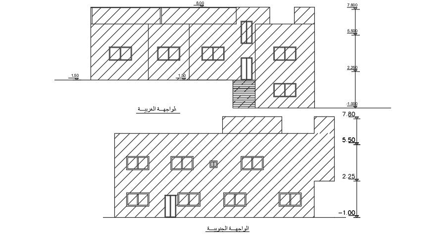 Elevation Of 20x20 Meter House CAD File