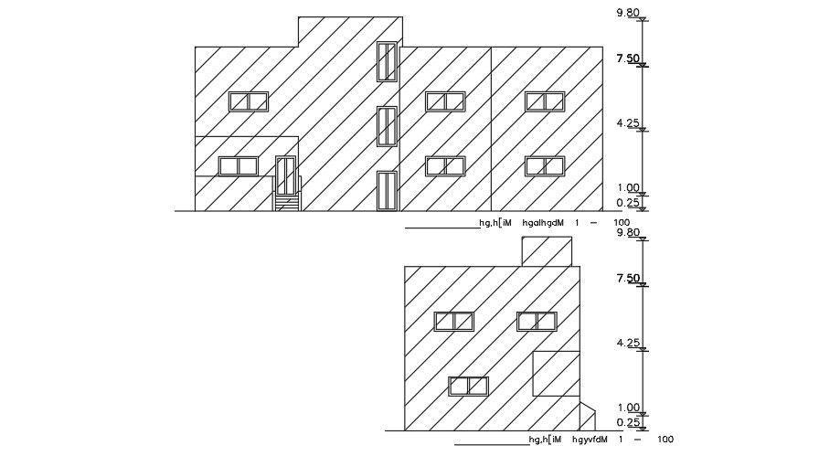 Elevation Of 20x9 Meter House CAD File