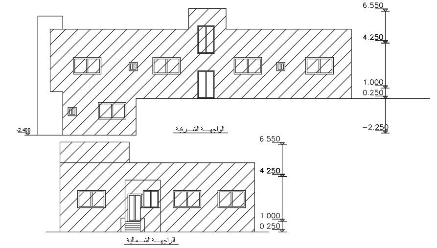 Elevation Of 23x14 Meter House AutoCAD File Download