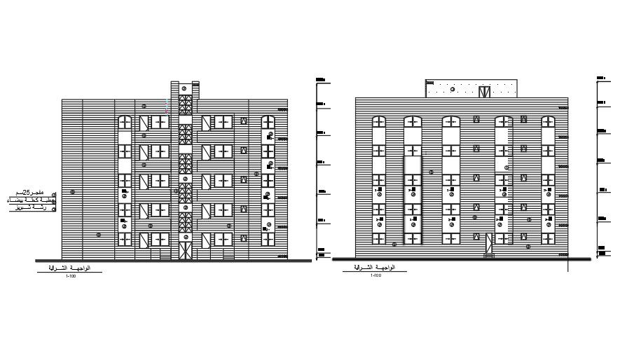 Elevation Of 25x18 Meter Apartment AutoCAD File