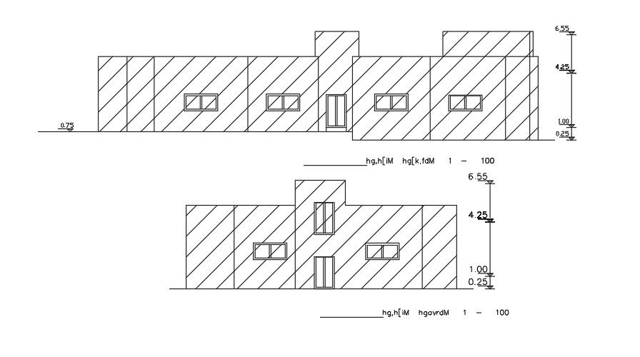Elevation Of 26x16 Meter House AutoCAD File