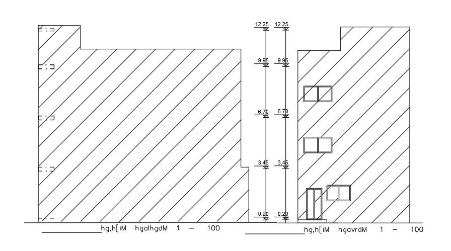 Elevation Of 8x14 Meter Apartment CAD File