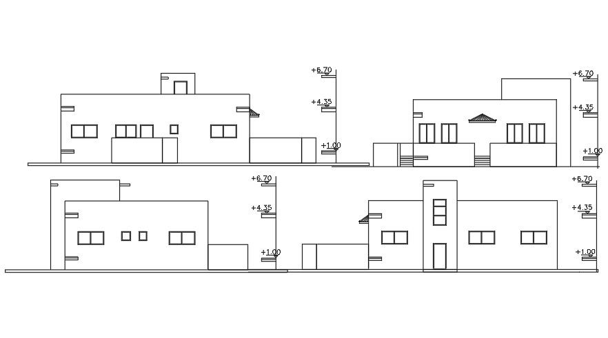 Elevation Of 9x10 Meter Small House DWG File