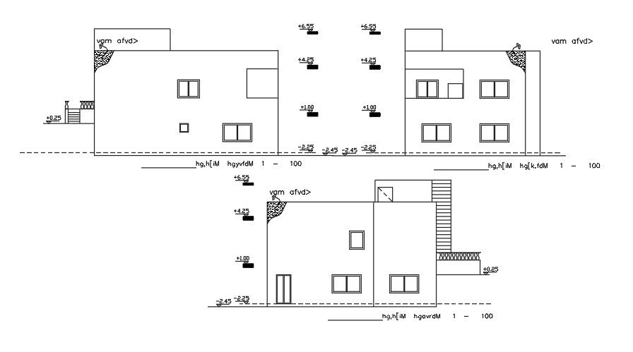 Elevation Of 9x13 Meter House AutoCAD File