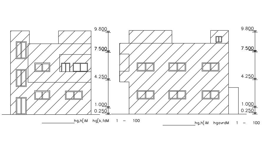 Elevation Of 9x14 Meter House AutoCAD File