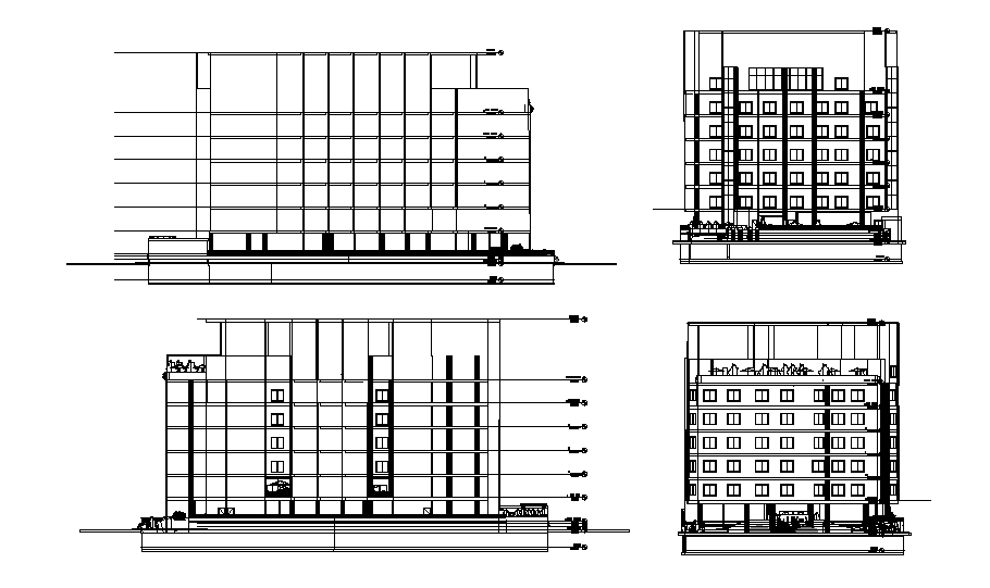 Elevation Of Apartment Building DWG File