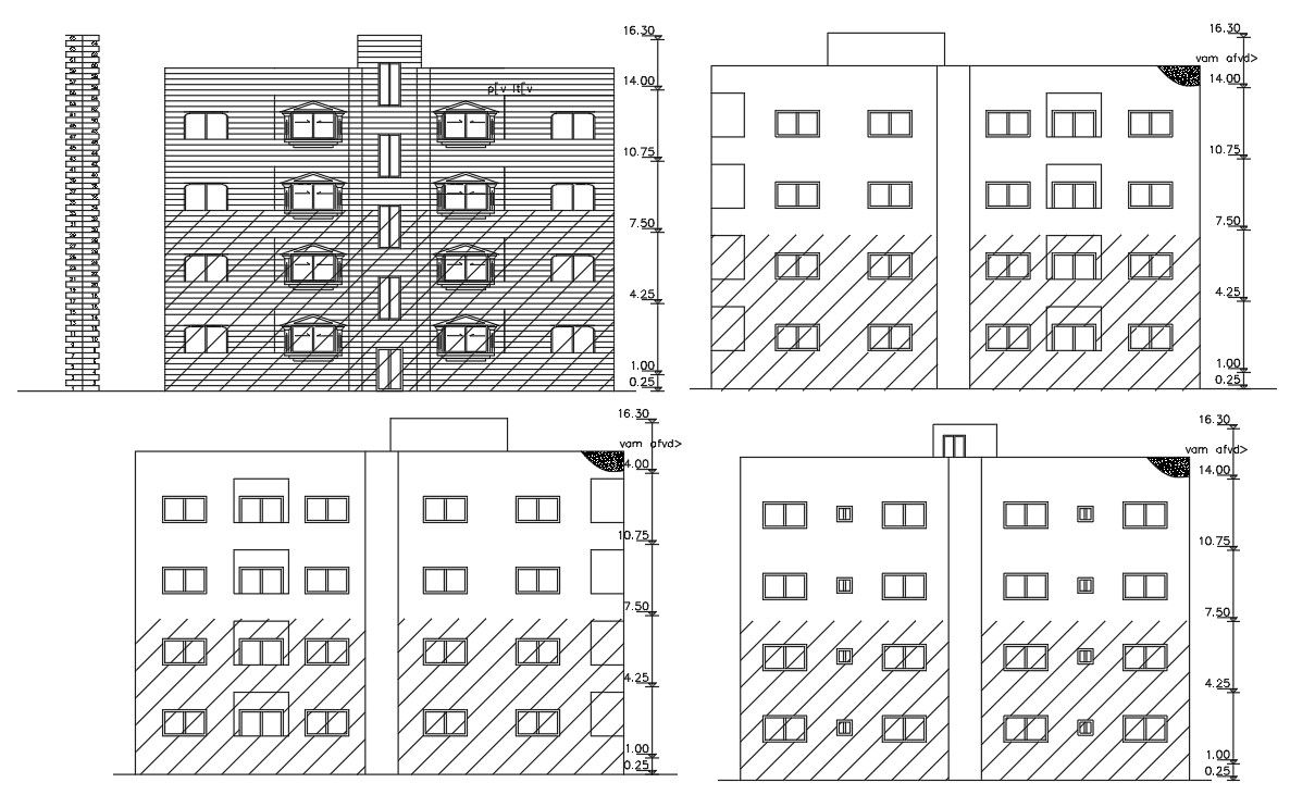Elevation Of Apartment Building Design AutoCAD File
