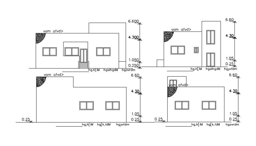 Elevation Of House Building DWG File