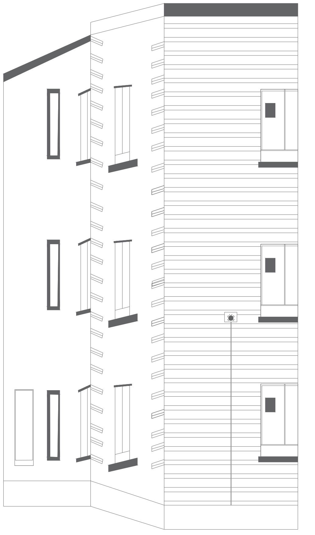 Elevation View of 3-Storey Building Drawing In AutoCAD File
