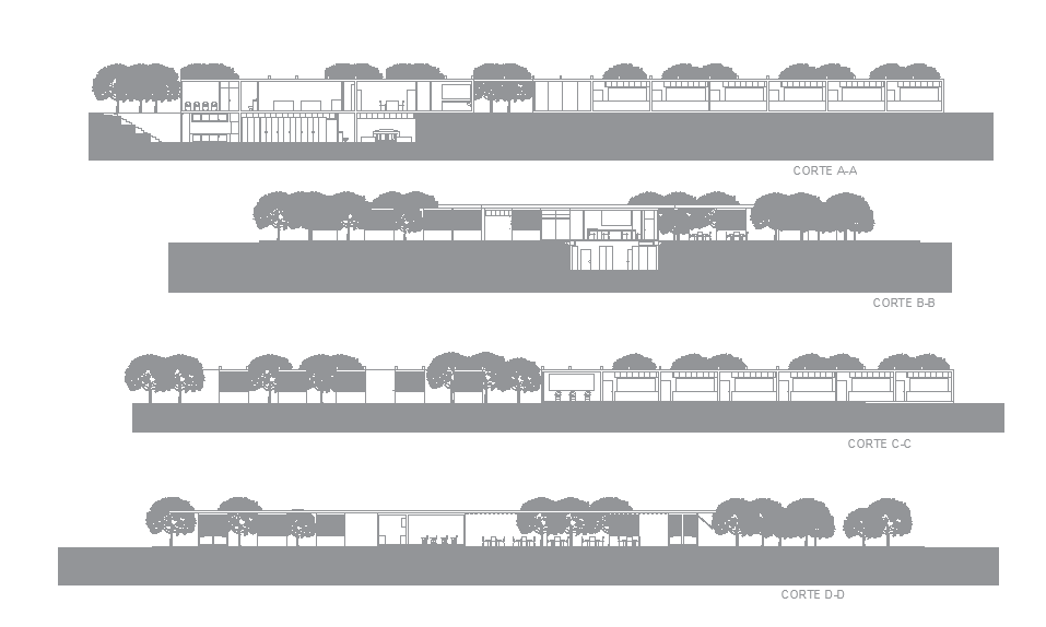 Elevation and corte of the building is given in this Autocad file. Download now.