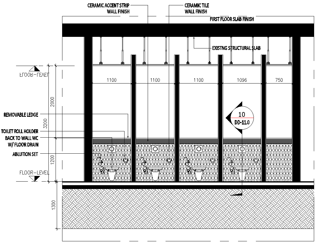 Elevation and section d details with toilet paper holder details dwg autocad drawing .