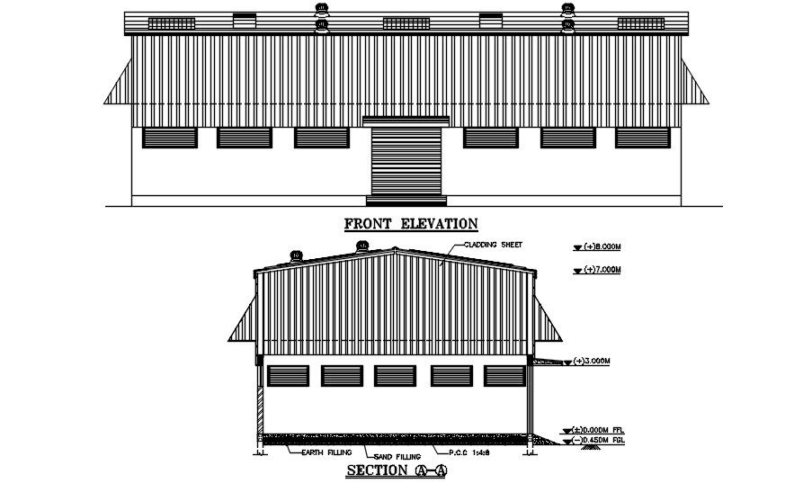 Elevation and section of collection ETP Plant and Roof is given in this AutoCAD DWG drawing file.Download the Autocad DWG drawing file.