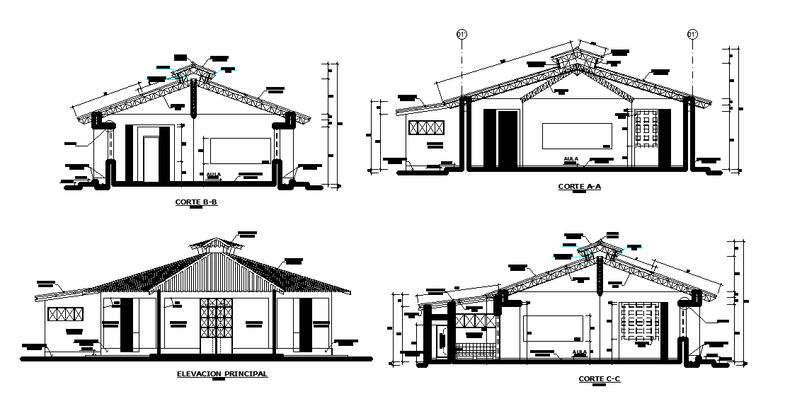 Elevation and section view of the home building is given in this Autocad drawing model. Download now.