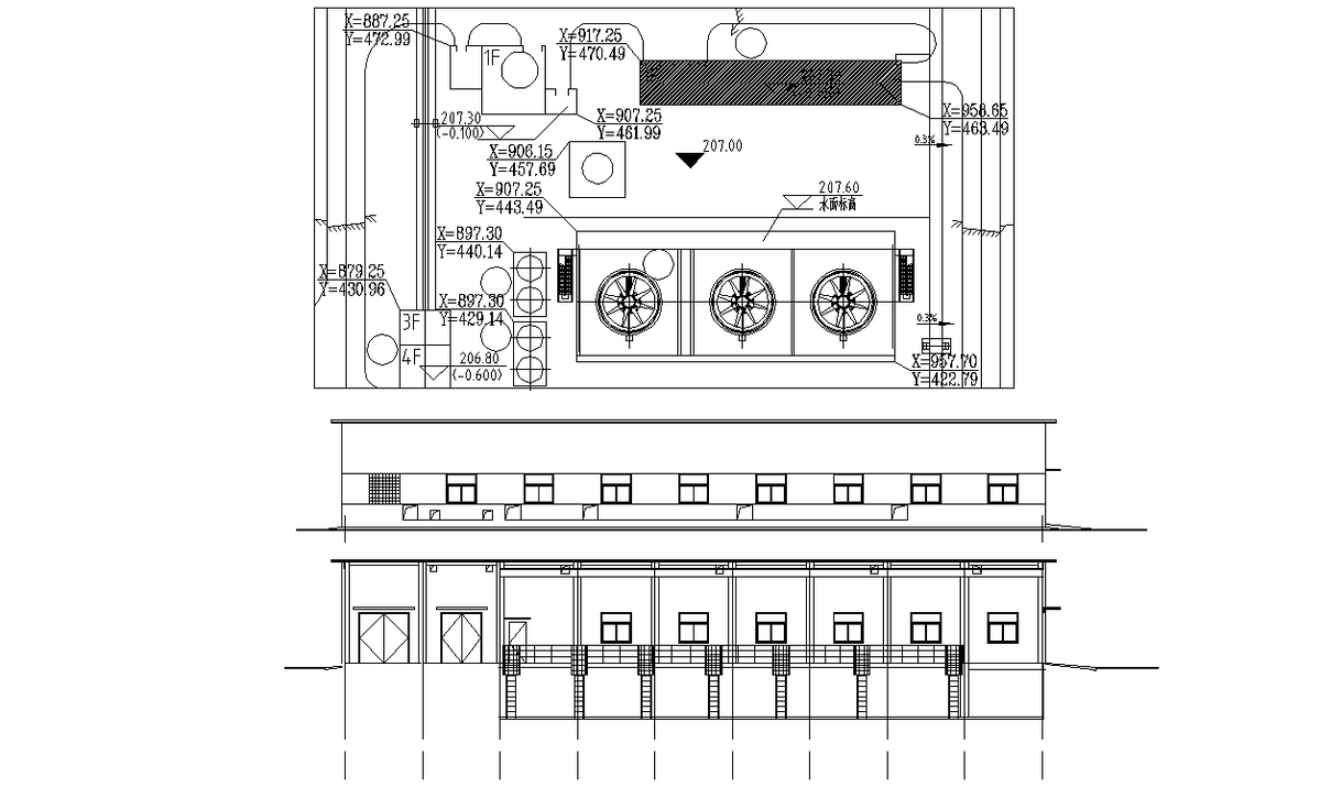 Elevation design of Row hotel room,Download the DWG file.