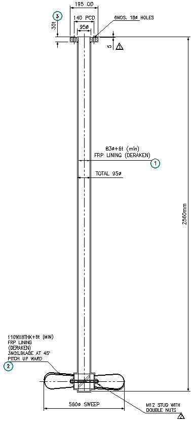 Elevation of Agitator Shaft Detail DWG AutoCAD file