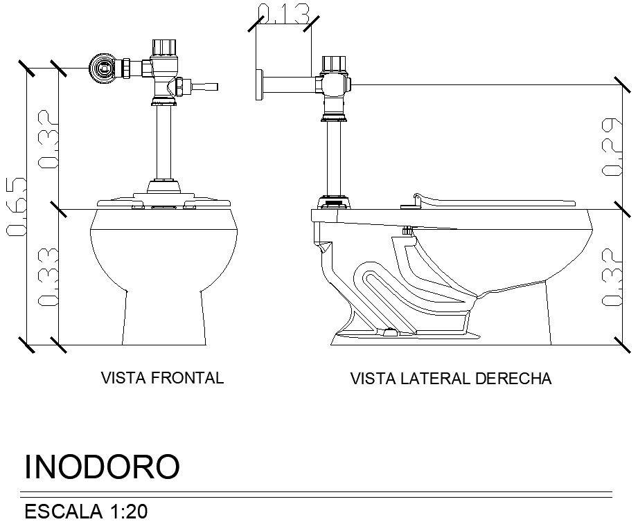 Elevation of Toilet Plumbing detail DWG AutoCAD file
