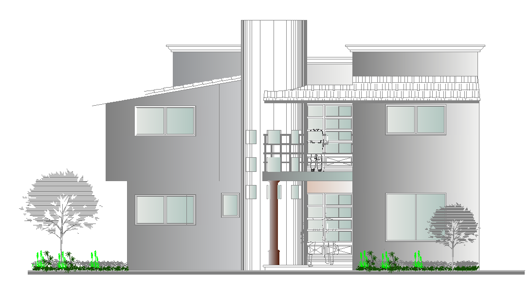 Elevation of Triangle shape house plan is given in this Autocad DWG drawing file.Download the Autocad drawing file.