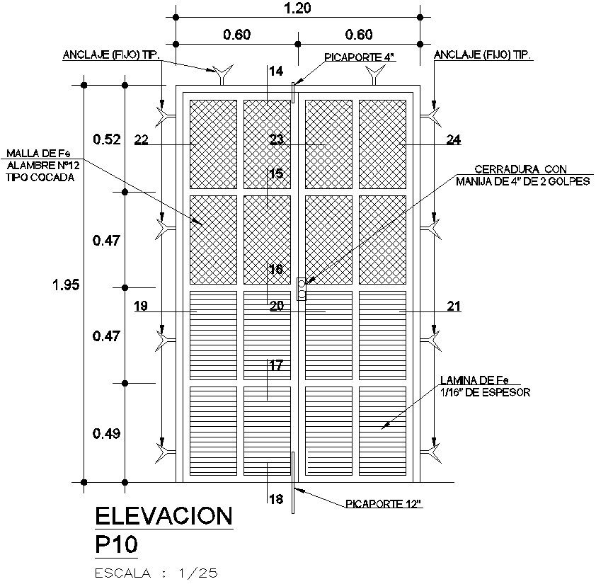 Elevation of door with detail AutoCAD drawing, CAD file, dwg file