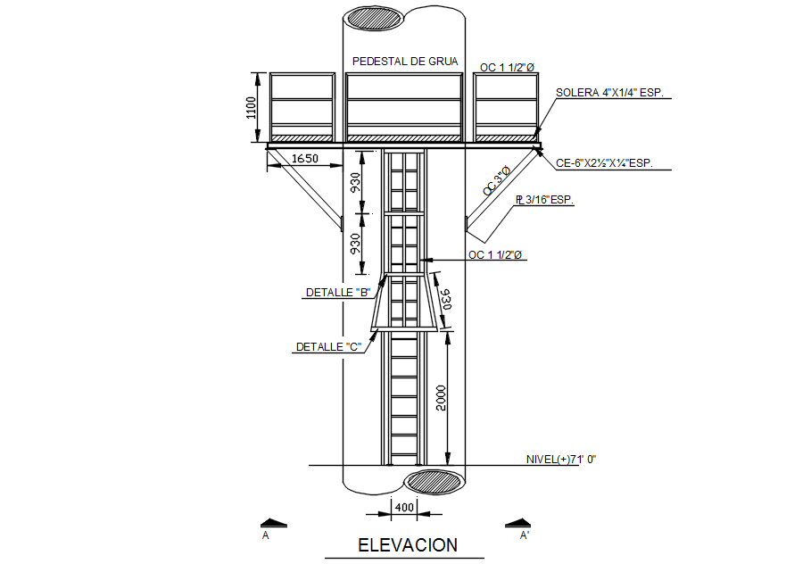 Elevation of factory in detail AutoCAD drawing, CAD file, dwg file