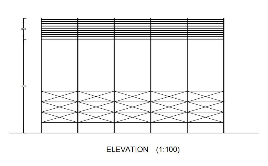 Elevation of frame structure in detail AutoCAD drawing, dwg file, CAD file