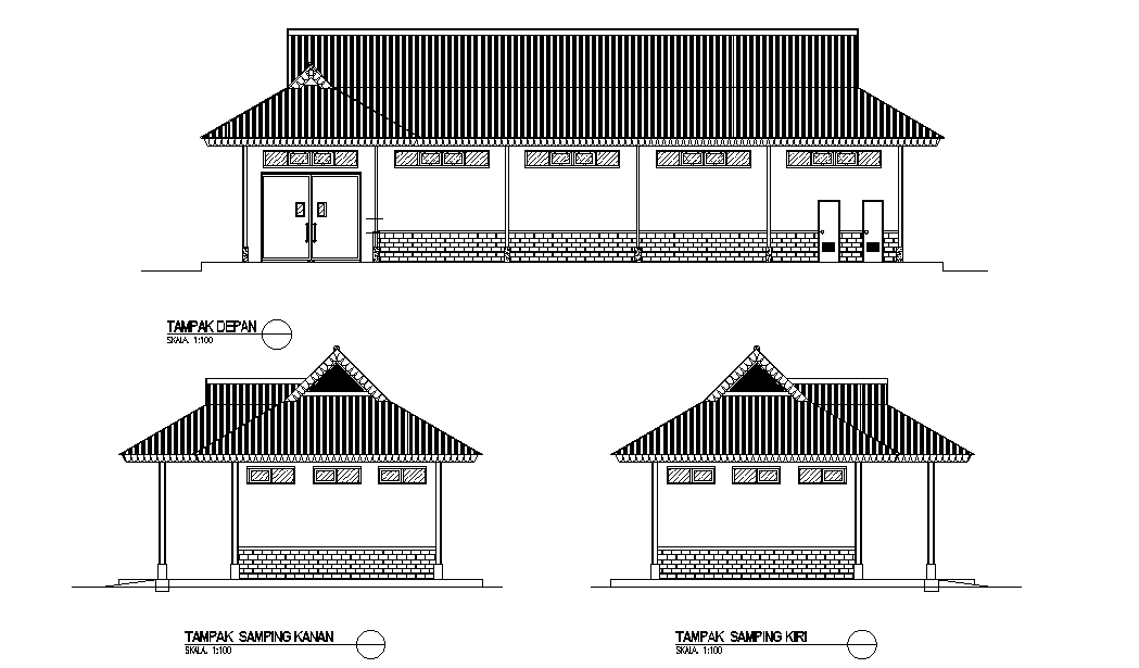 Elevation of the Warehouse building is given in this Autocad drawing file. Download the Autocad file.
