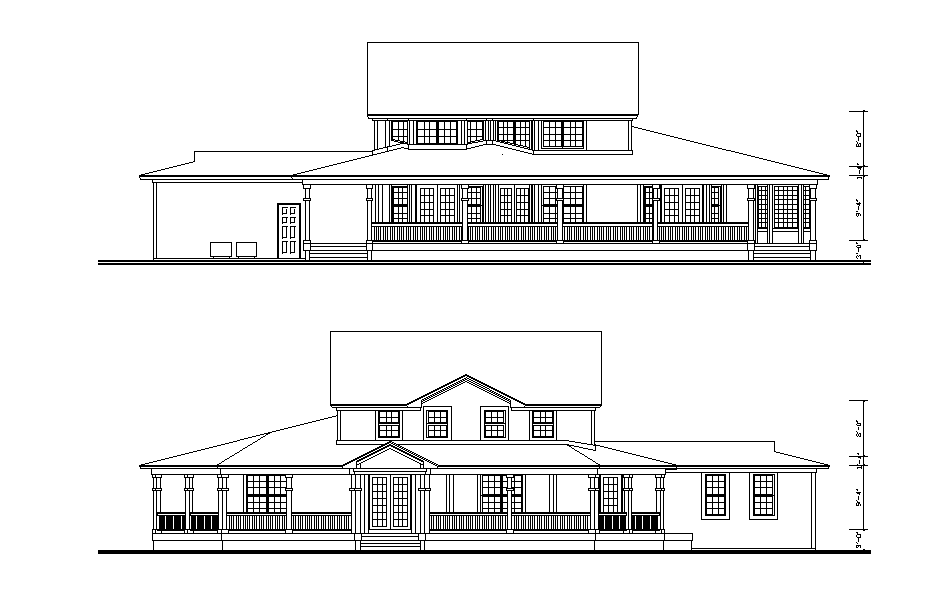 Elevation of the home view is available in this Autocad drawing file. Download the Autocad file.
