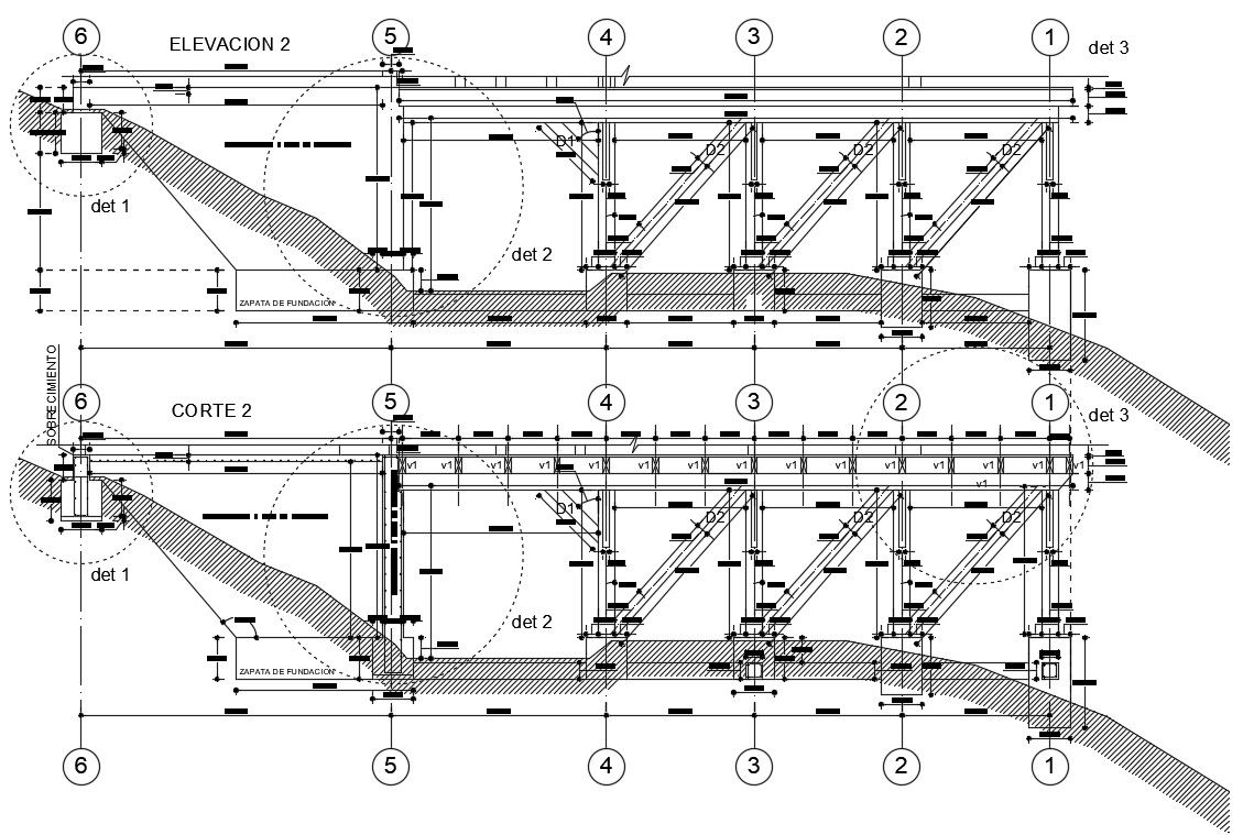 Elevation of the roof connection detail drawing is given in this Autocad drawing file. Download now.