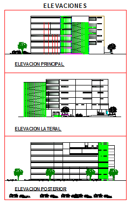 Elevations design drawing of corporate building design drawing