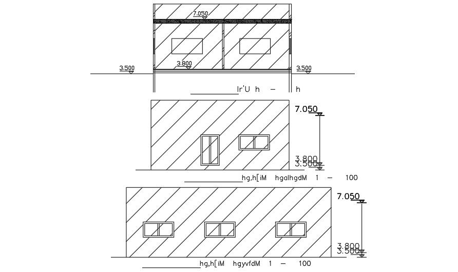 Elevations And Sections Of 9x14 Meter 2 BHK House Building