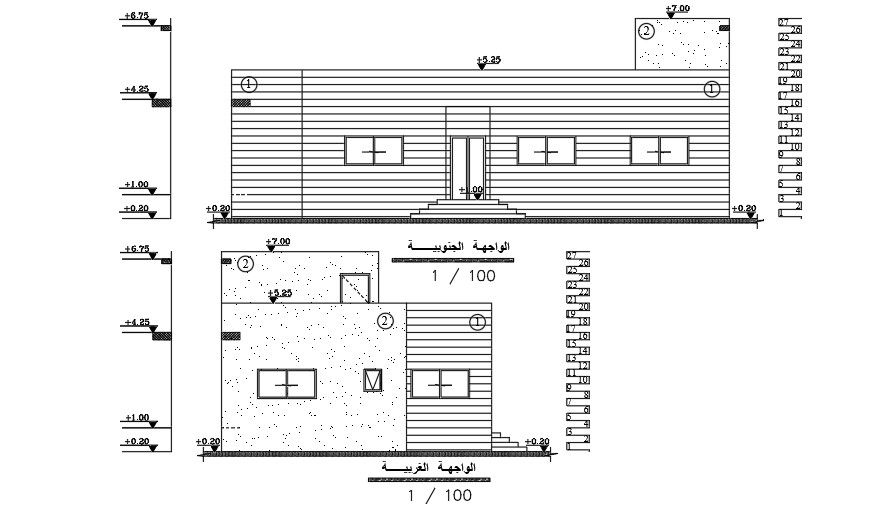 Elevations Of 17x10 Meter House CAD File