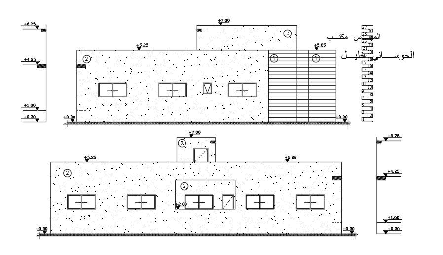 Elevations Of 25x18 Meter House DWG File
