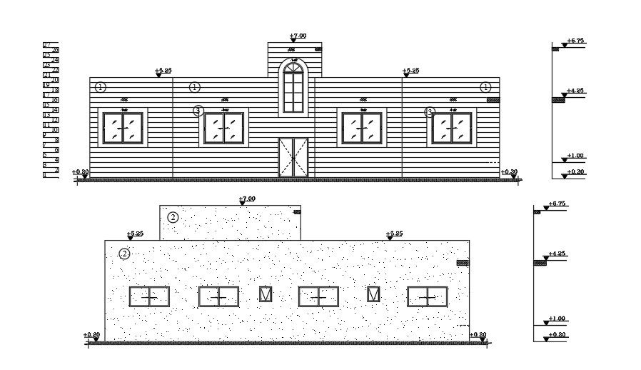 Elevations Of 25x18 Meter House Layout AutoCAD File