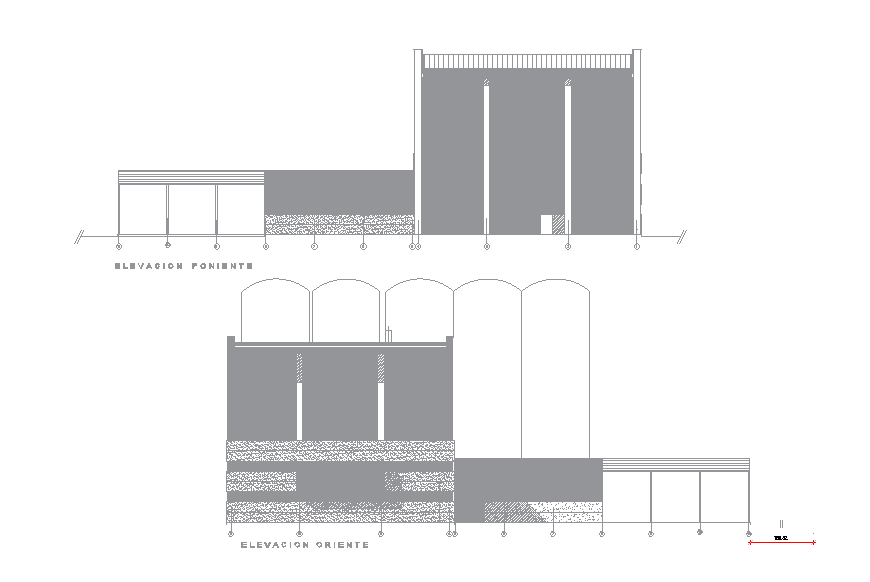 Elevations of residential buildings are presented in this Autocad file. Download now.