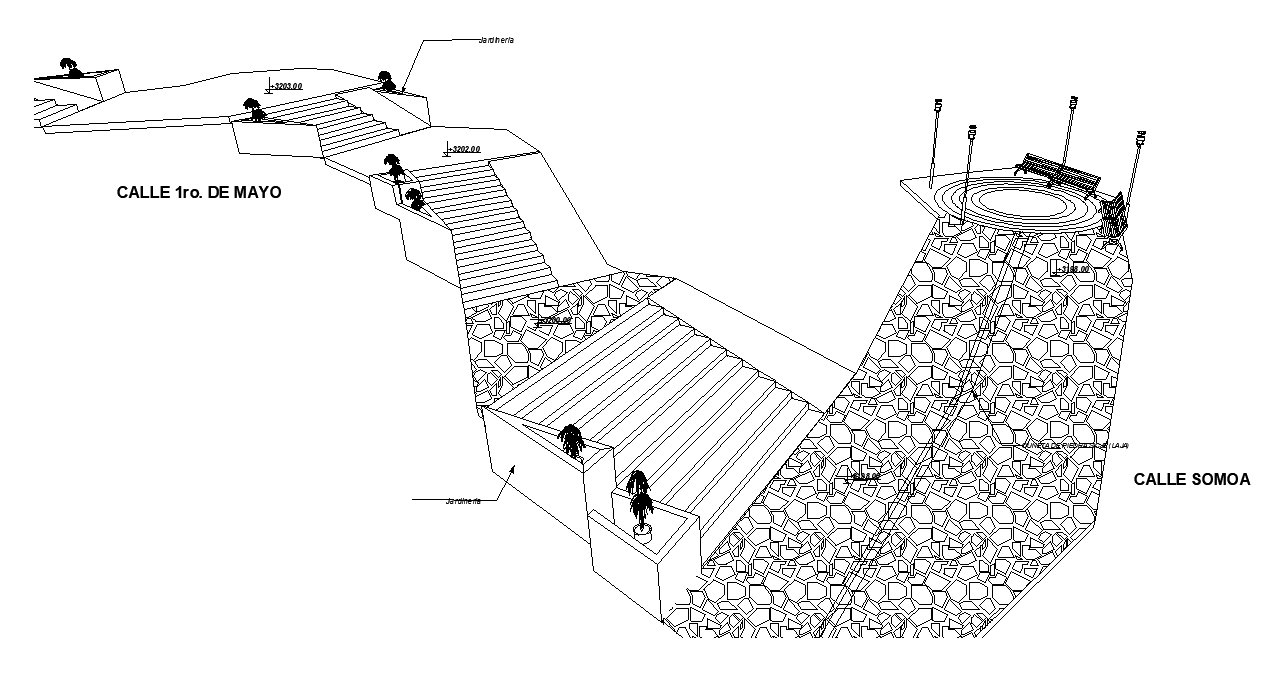Elevation views of the staircases are given in this CAD file