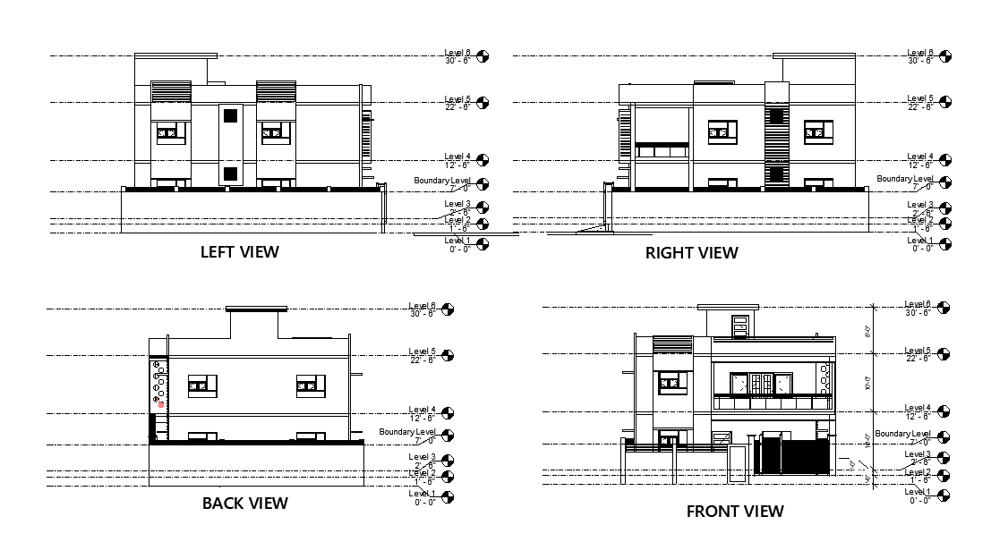 Elevation wireframe of 31’x38’ East facing house plan is given as per vastu shastra in this Autocad drawing file. Download now.