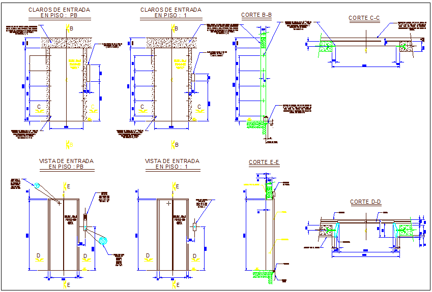 Elevator Detail with elevation and sectional view