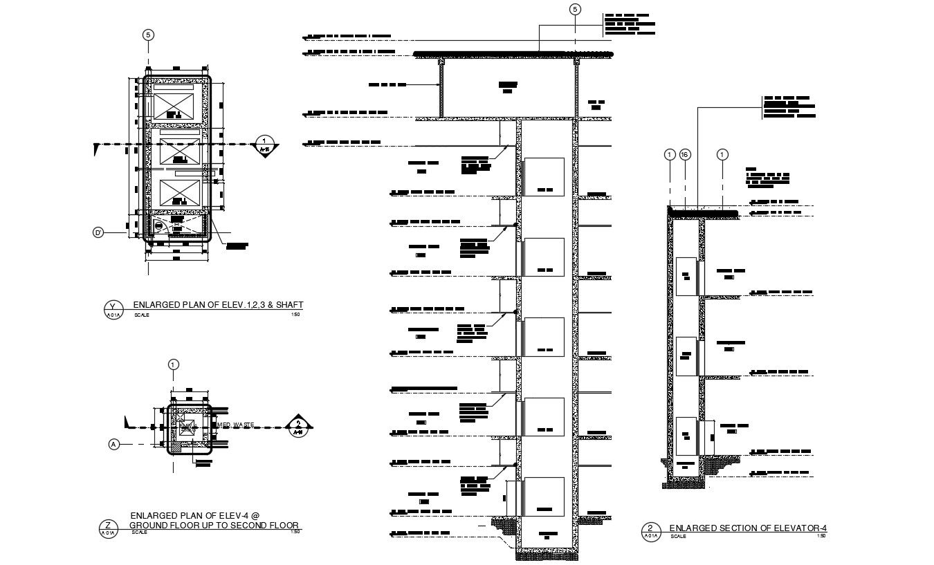 Elevator Plan and Section Design AutoCAD File
