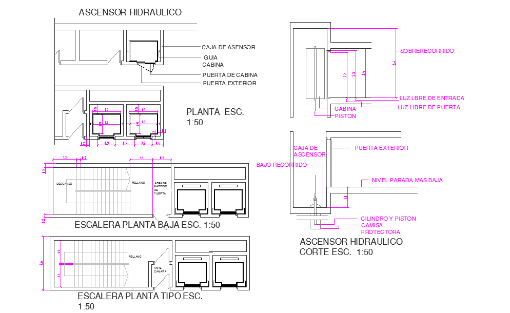 Elevator and escalator & staircase details