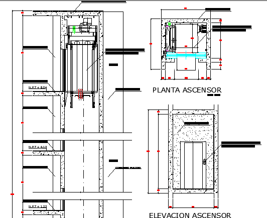 Elevator construction details of building dwg file