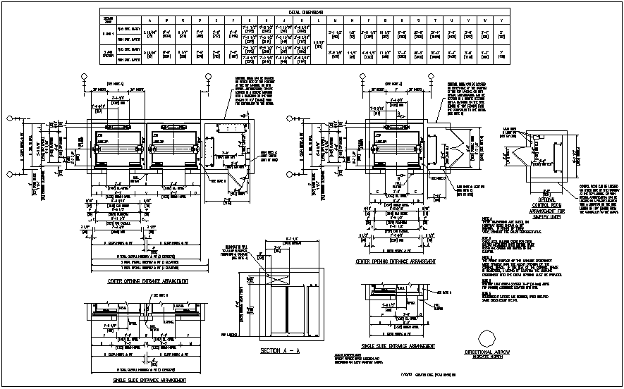 Elevator design view with detail dwg file