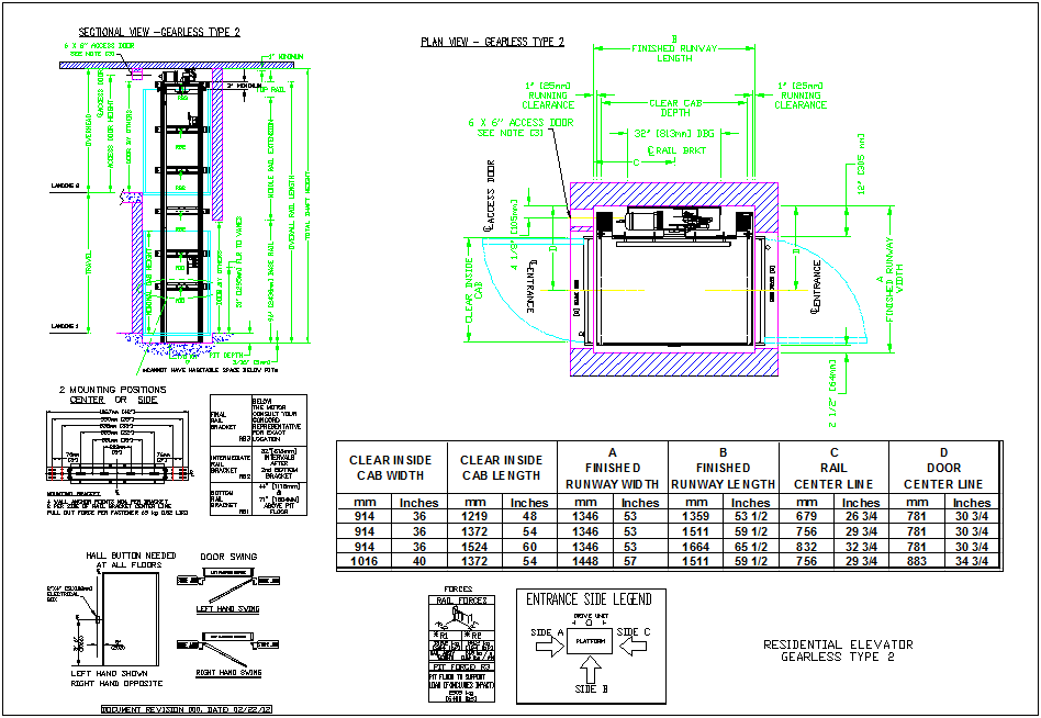 Elevator design without gear for residence with mechanical view dwg file