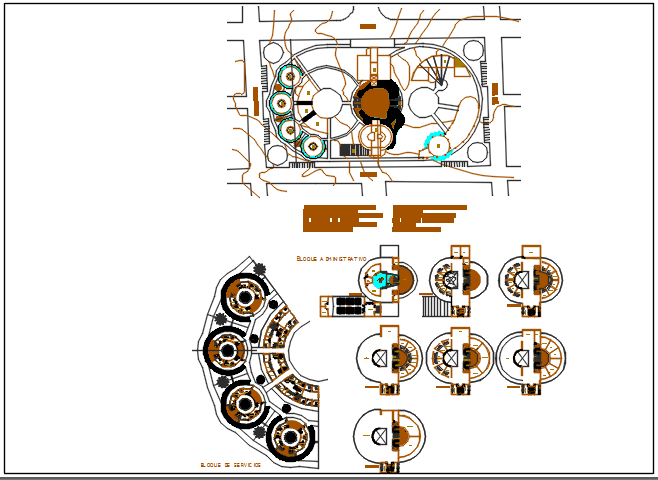 Ellipse shape office bundling plan detail dwg file
