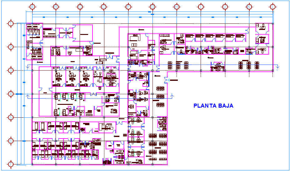 Emergency clinic floor plan view dwg file