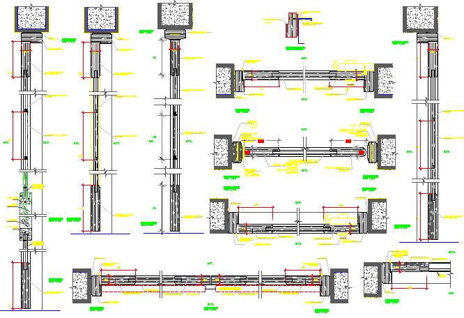 Emergency door installation details of hospital dwg file