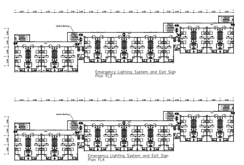 Emergency Lighting System and Exit Sign Plan AutoCAD File