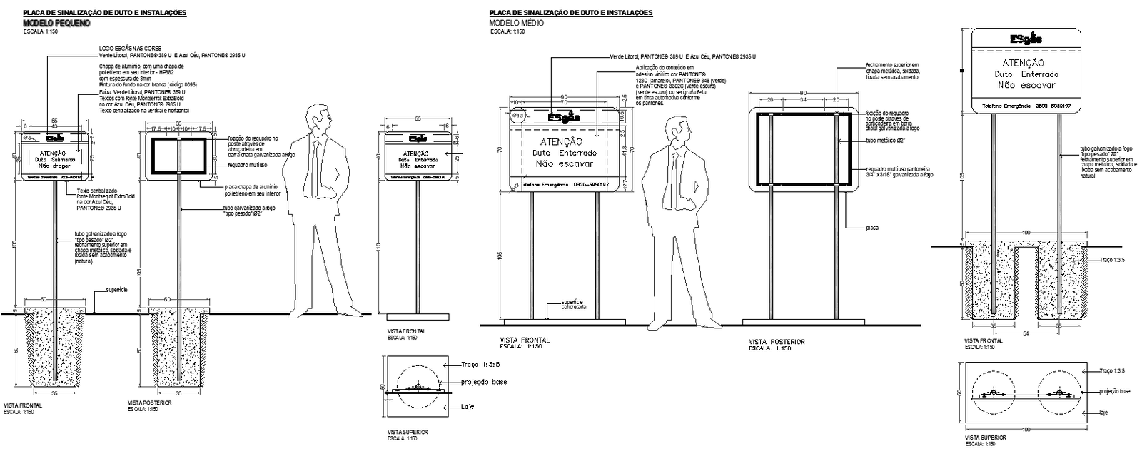 Emergency Signage Plate Section Details AutoCAD DWG Download