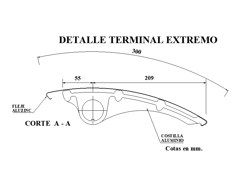 End terminal detail is given in this autocad drawing file.Download now.